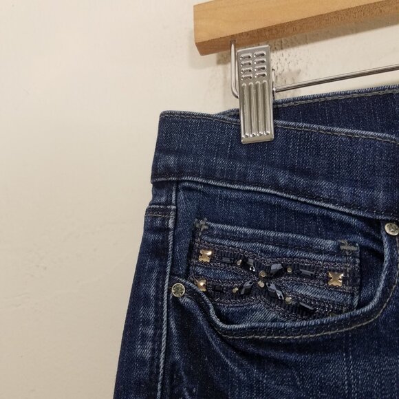 White House Black Market Flare Leg Stretch Jeans Blue Size 6 - Picture 4 of 10